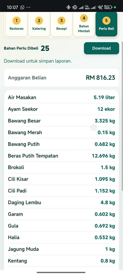 Paparan sebenar: Senarai pembelian